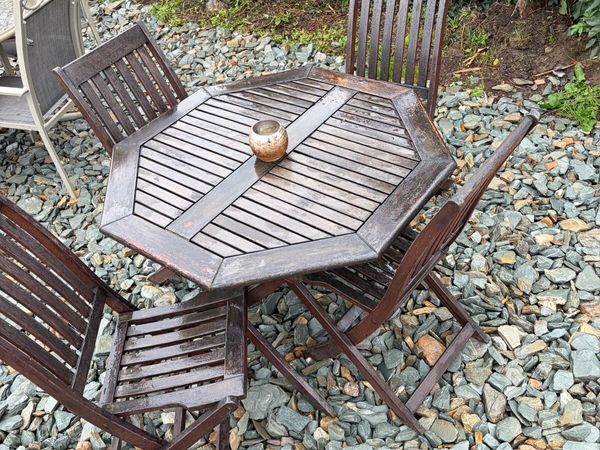 wooden foldable garden table + chairs set - Main image