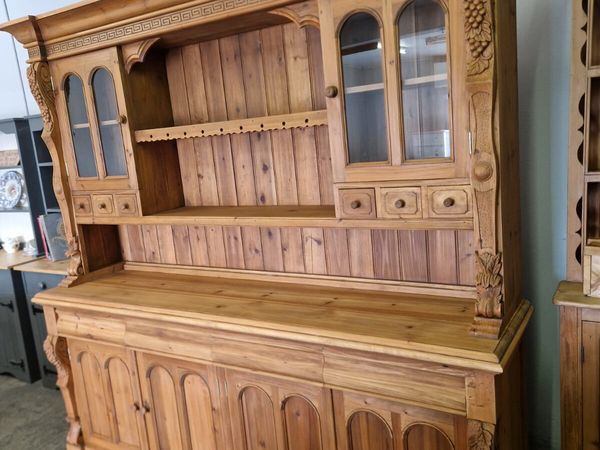 Vintage 7ft wide pine kitchen dresser - Main image