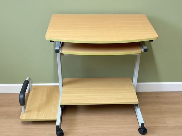 Mobile Computer Desk with Pull-Out Tray & Shelf - Main image