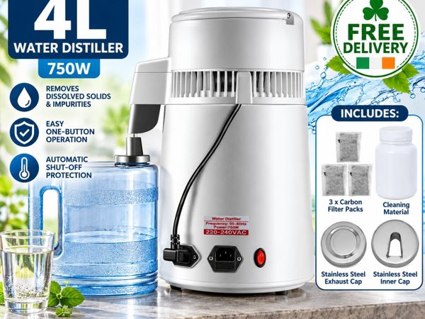 4L Stainless Steel Water Distiller – 750W Countert - Main image