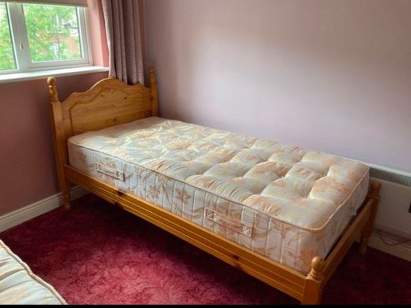 Sibgle pine bed with new mattress x 2 - Main image
