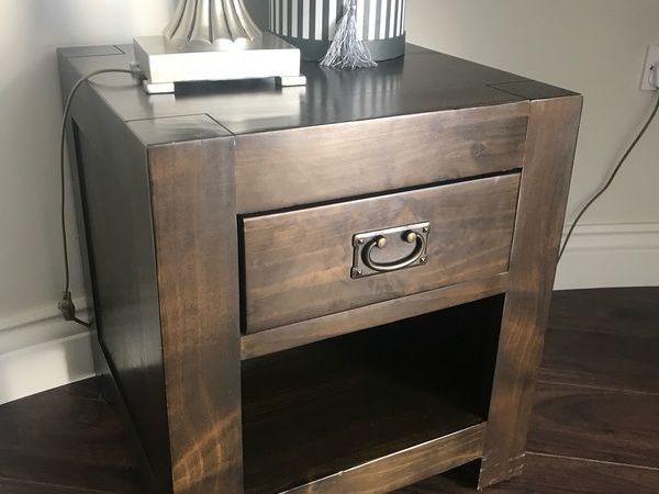 Solid Wood Lamp Table with Drawer - Side Table - Occasional Table - Bedside Locker - Main image