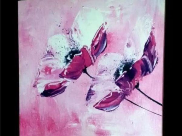 Brand New Abstract Pink Floral Canvas Art - Main image
