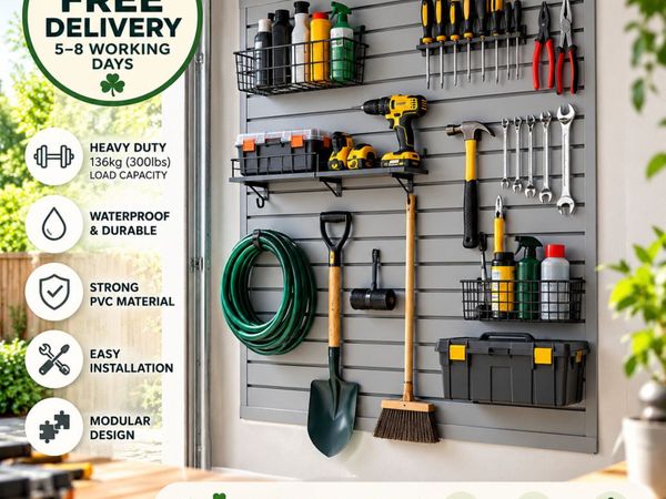 Heavy Duty PVC Garage Slatwall Panels 4ft x 4ft Gr - Main image
