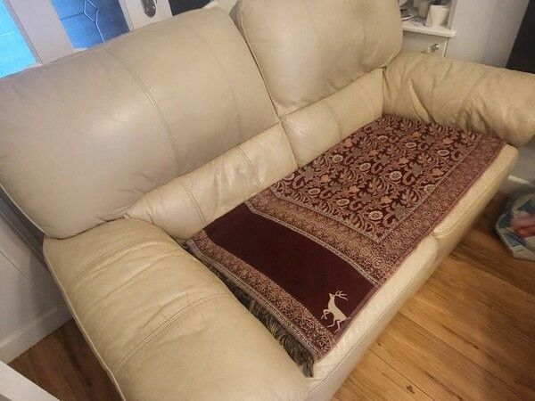 2 seater and 1 seater leather sofas both reclining - Main image