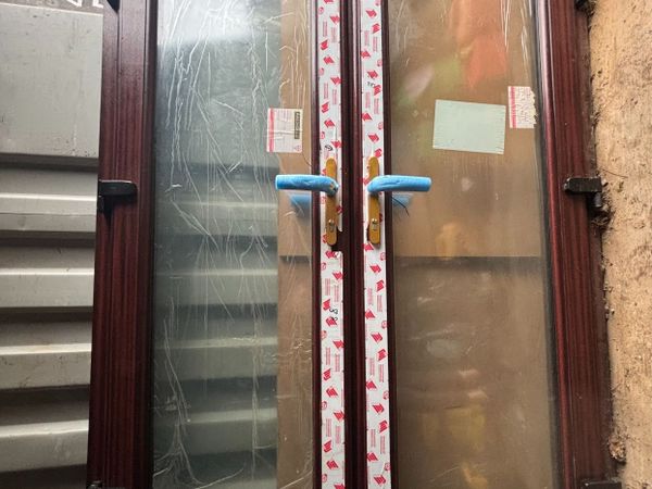 UPVC Double Door – Mahogany Woodgrain Finish – 207 - Main image