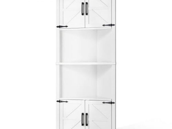 68" Tall Corner Storage Cabinet, 6 Tiers Farmhouse - Main image