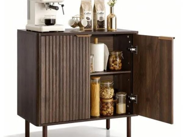 Coffee Bar Cabinet, Mid Century Fluted Coffee Bar - Main image