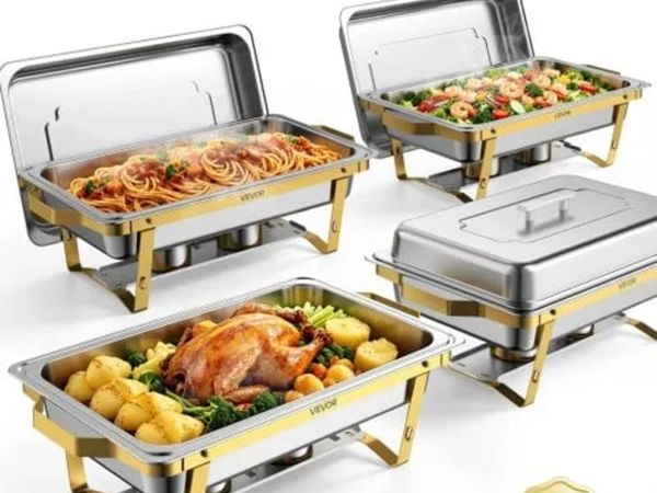 4 Packs Chafing Dishes for Buffet Set, 8.5L Stainl - Main image