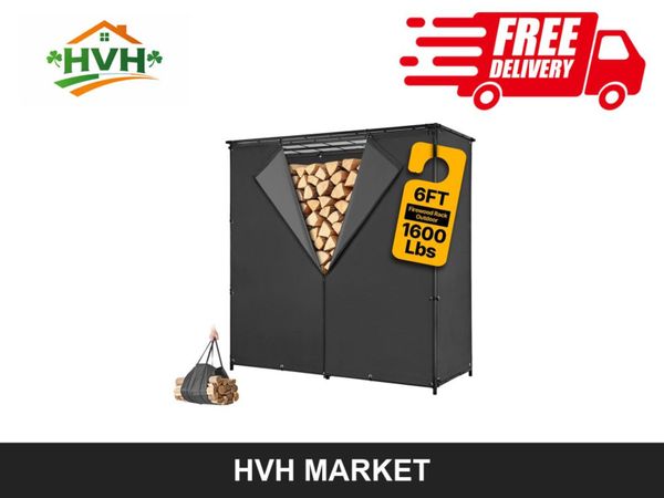 Outdoor Firewood Rack with Waterproof Cover - Main image