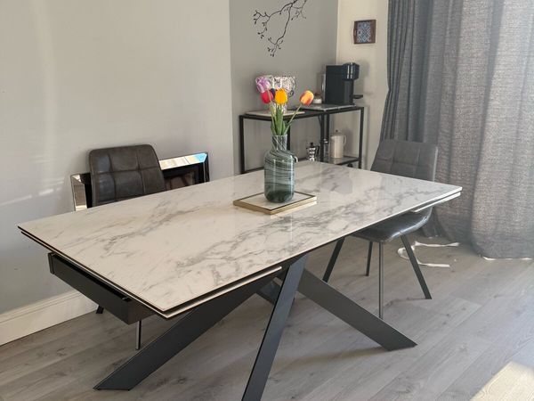 Extendable Dining Table + Chairs For Sale - Main image