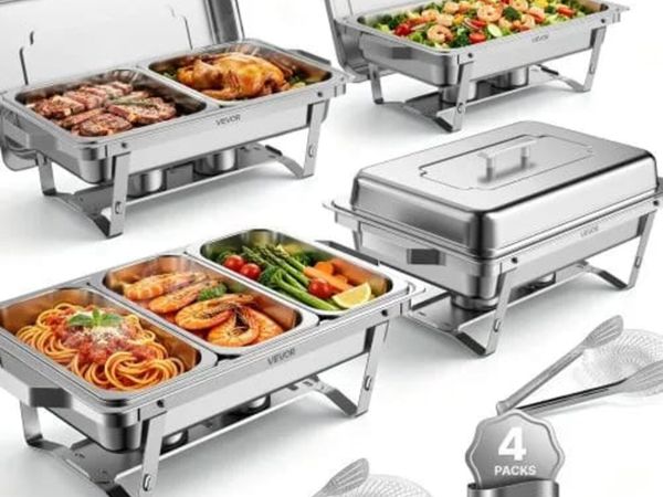 4 Packs Chafing Dishes for Buffet Set, 8.5L Stainl - Main image