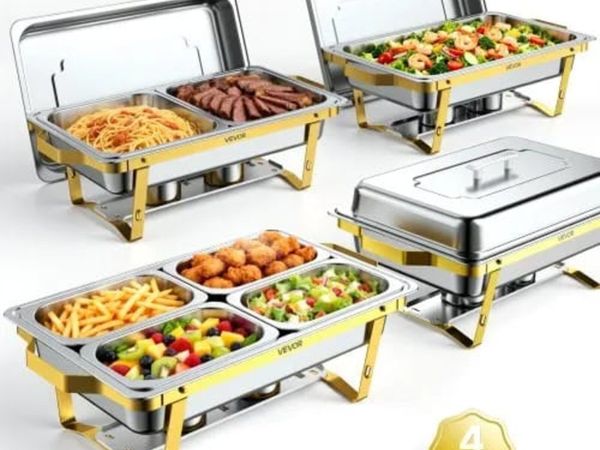 4 Packs Chafing Dishes for Buffet Set, 8.5L Stainl - Main image