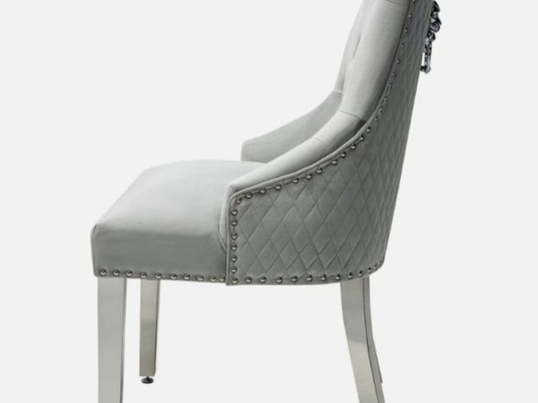 Four grey lion knocker chairs - Main image