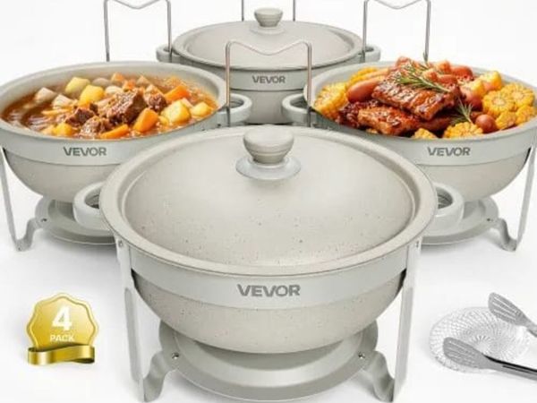 4 Packs Chafing Dishes for Buffet Set, 5.7L Stainl - Main image