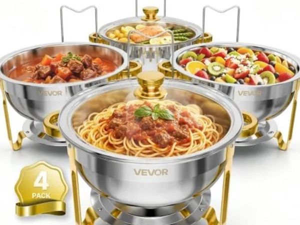 4 Packs Chafing Dishes for Buffet Set, 5.7L Stainl - Main image