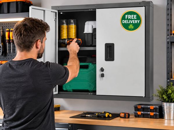 Wall Mounted Garage Storage Cabinet Lockable Metal - Main image
