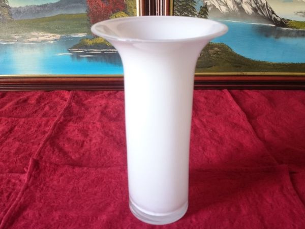Large 10.5 Inches Tall Milky White Glass Vase - Main image