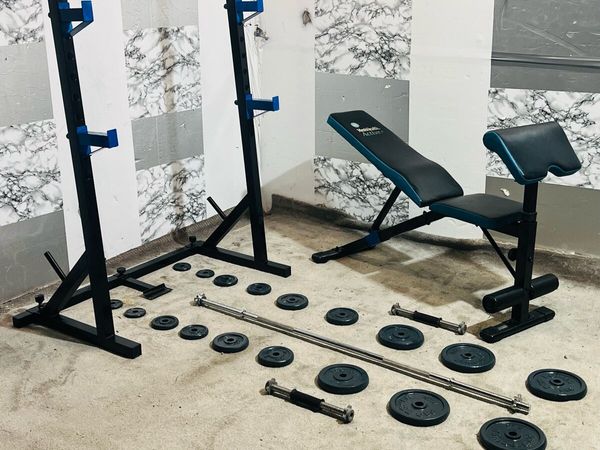 ADJUSTABLE BENCH RACK WEIGHTS BARBELL DUMBBELLS - Main image