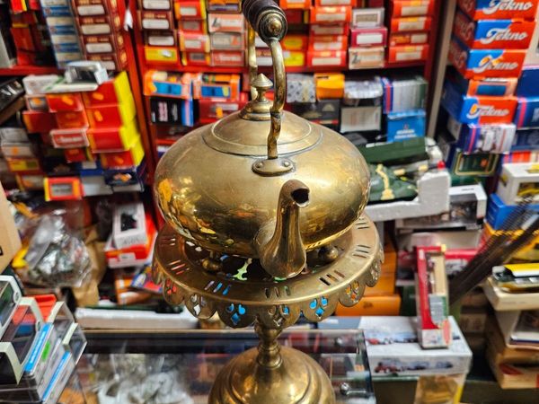 Vintage Brass Kettle in Stand - Main image