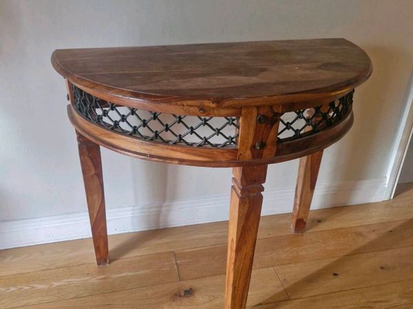Wodden half-moon console hall table - Main image