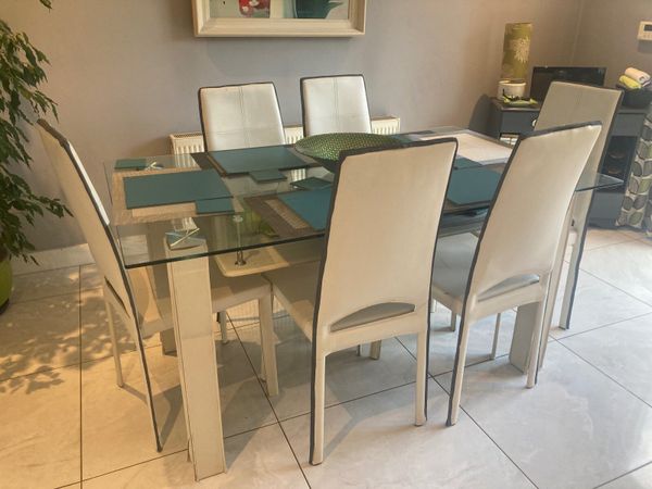 6 White Contempory Dining Chairs - Main image
