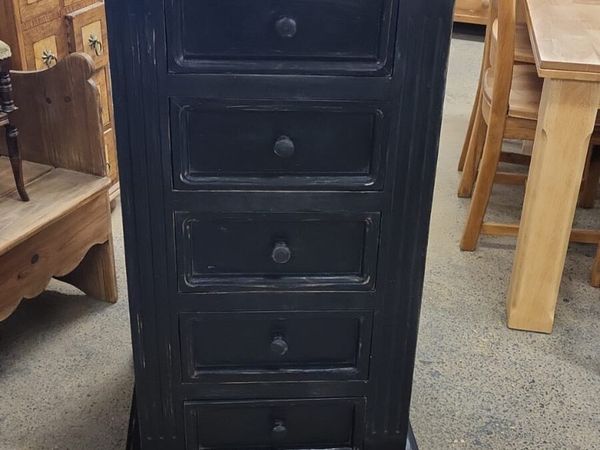 Vintage pine tallboy chest of drawers - Main image