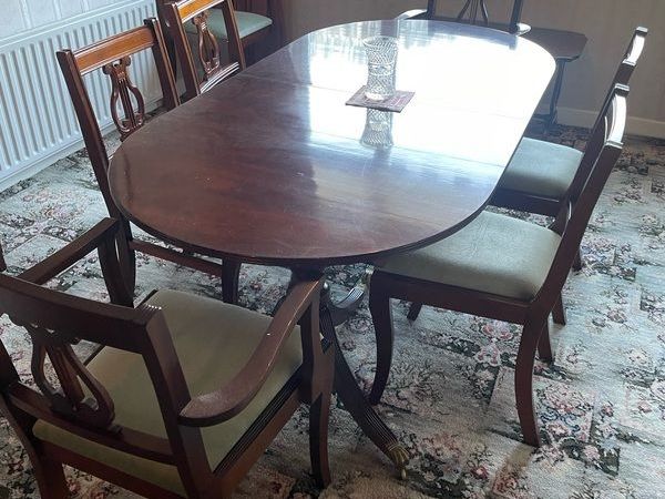 vintage mahogany table and chairs - Main image