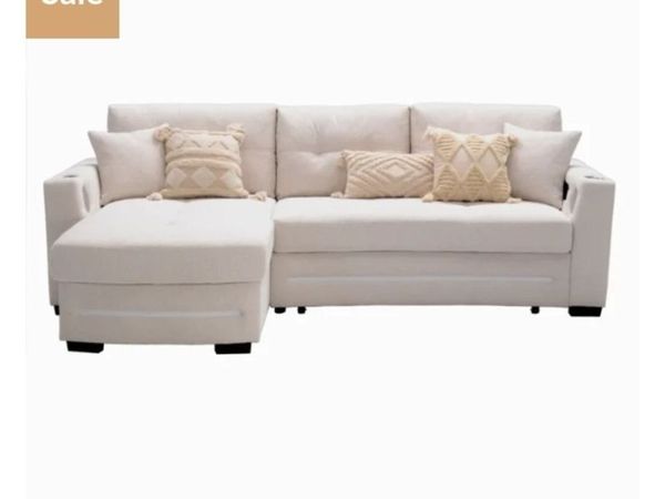 VANITII Beige Sofa Bed with Storage / LHF & RHF - Main image