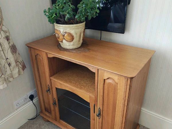 Solid Oak TV Unit / Media Cabinet with Shelves - Main image
