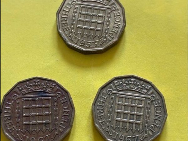 UK Three Pence Coins 1953/62/67 - Main image