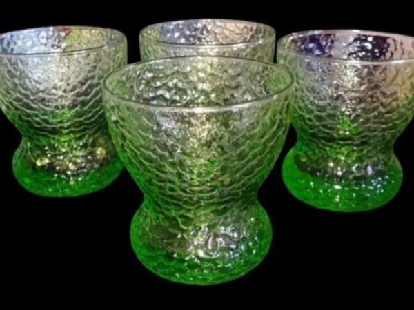 Vintage Harrods Green Textured Glass Bowls/Glasses - Main image