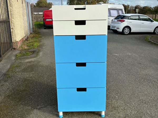 Tall blue & White Chest of Drawers - Main image