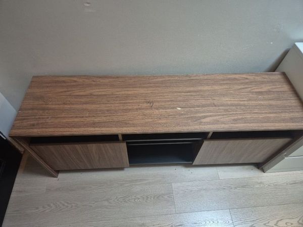 2 Door TV Unit - Black & Walnut Effect - Main image