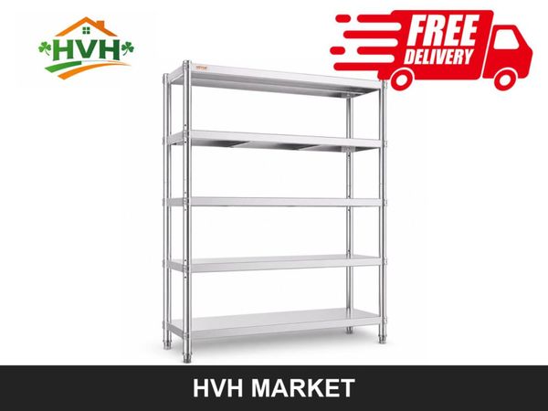 5-Tier Stainless Steel Shelving Unit 48in - Main image