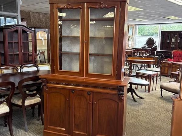 Victorian mahogany breakfront display cabinet with - Main image