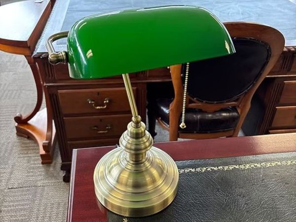 Brand new green glass bankers desk lamp - Main image