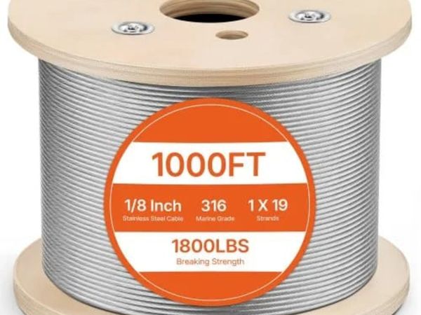 3.2 mm Wire Rope, 304.8 m Length, 316 Stainless St - Main image