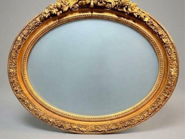 Elegant French Style Gilt Frame Oval Mirror with Bevelled Glass - Main image