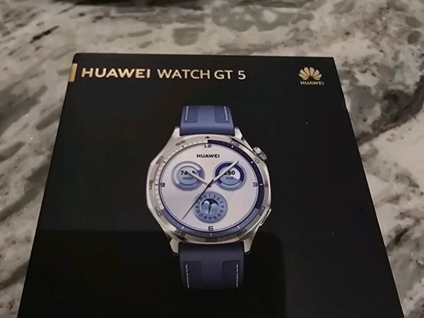 HUAWEI Watch GT 5 - Silver, Blue Woven Nylon Strap - Main image