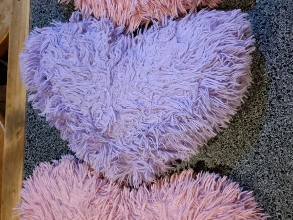 1 Purple & 2 Pink Fluffy Cushions (used). - Main image