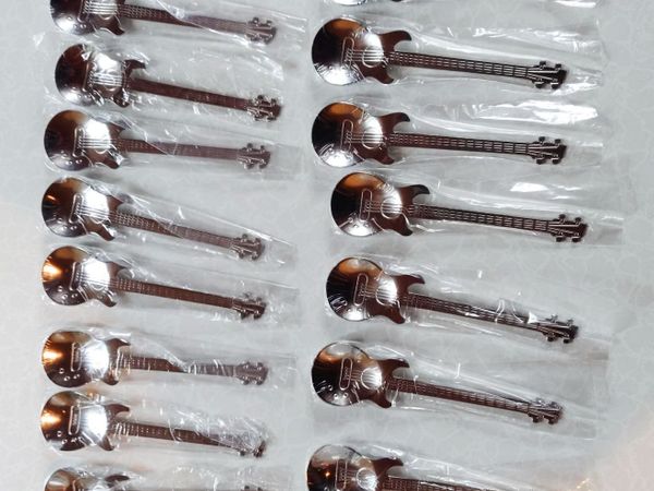 19 Stainless Steel Guitar Shaped Spoons (new). - Main image