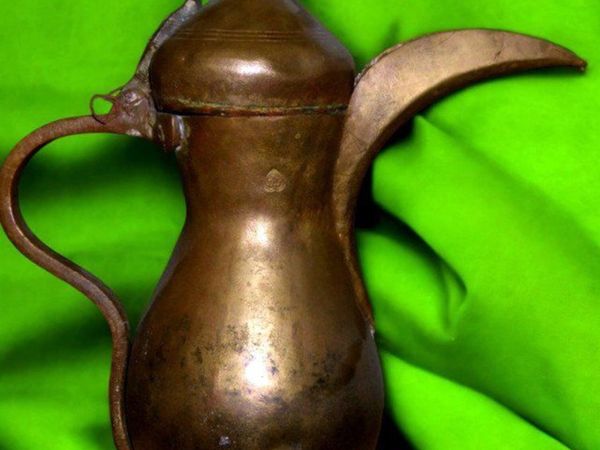 Antique Arabic Brass Dallah Coffee Pot-Signed - Main image