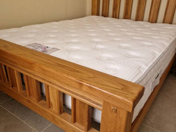 Oak king size bed and mattresses 5 months - Main image