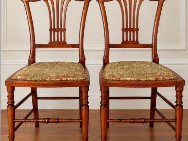 Two 19th century satinwood saloon chairs - Main image