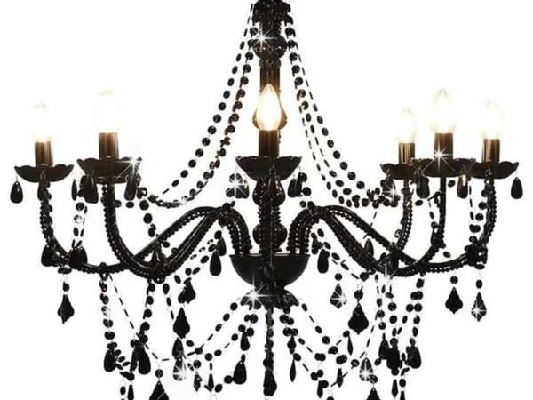 Chandelier with Beads Black 8 x E14 Bulbs

Descrip - Main image