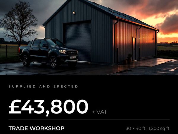30 x 40 Steel Workshop - erected - £43,800 + VAT - Main image