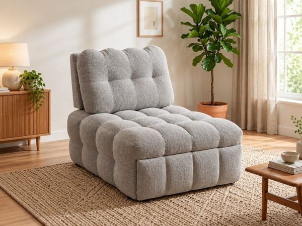 🔥 NOELLE SINGLE CHAIR BED – 2 IN 1 | GREY - Main image