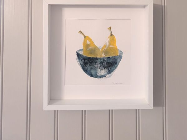 Pear Still Life -White Box Frame - Signed Original - Main image
