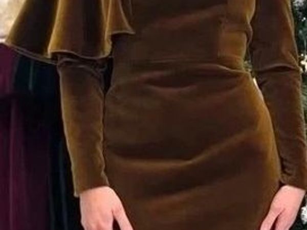Shauna Fay designer velvet dress with matching headpiece - Main image